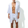 MenSexyWear Peignoir effet satiné LONG SLIT Blanc